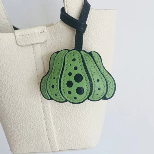 Whimsical Pumpkin Leather Bag Charm – Handmade Slowmade Keychain | Autumn - Inspired Accessory | Cute Pendant Gift in 3 Colors - Tomlynam