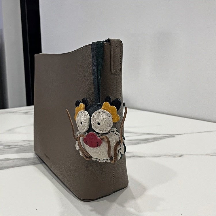 Zodiac Dragon Leather Bag Charm – Handcrafted Full - Grain Goatskin Keychain | Year of the Dragon Gift | Whimsical Bag Pendant - Tomlynam