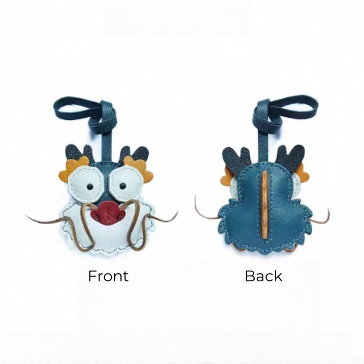 Zodiac Dragon Leather Bag Charm – Handcrafted Full - Grain Goatskin Keychain | Year of the Dragon Gift | Whimsical Bag Pendant - Tomlynam