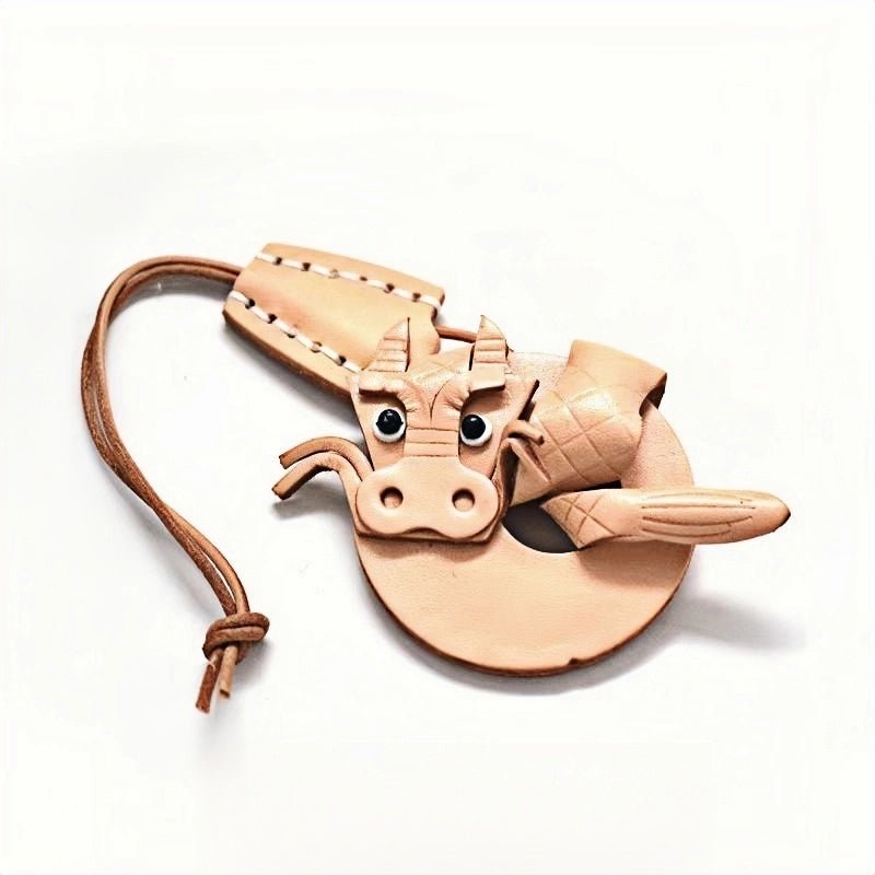Zodiac Dragon Leather Charm – Nordic - Style Handcrafted Goatskin Accessory for Bags, Keys, and Journals, Unique Gift - Tomlynam